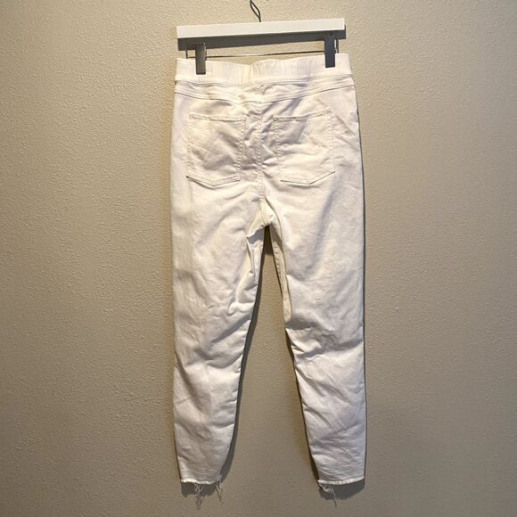 SPANX Women's distressed white ankle skinny jeans jeggings sz L 20229R Pull On - Picture 11 of 15